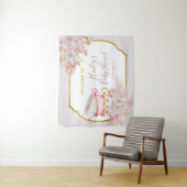 Theekrans voor babyfeestje in vintage stijl wandkleed (In situ)