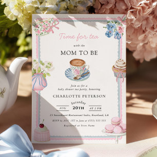 Theekransje Baby Borrel Uitnodiging Vintage Coquet