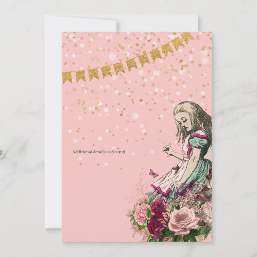 Theekransje BABY SHOWER Alice in Wonderland antiek Kaart (Achterkant)