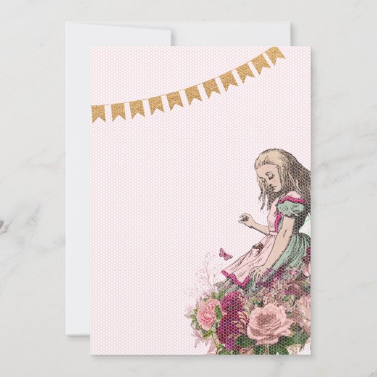 Theekransje BABY SHOWER Alice in Wonderland antiek Kaart (Achterkant)