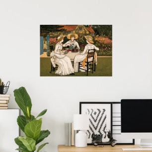 Theekransje in vintage stijl door Kate Greenaway Poster
