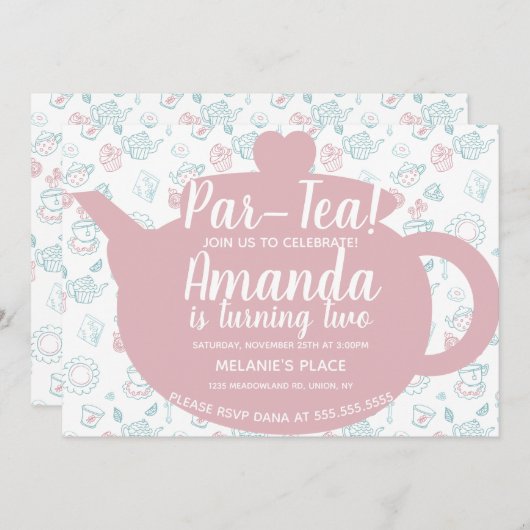 Theekransje met grillige tekeningen kaart (Voorkant / Achterkant)