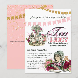 Theekransje met vintage BABY SHOWER Alice in Wonde Kaart