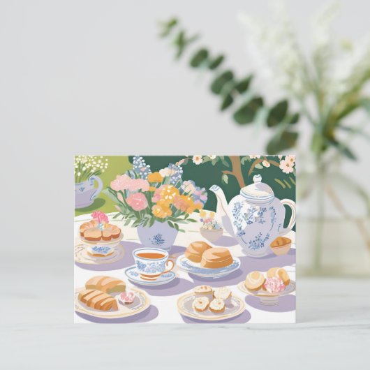 theekransje | Prachtige Garden Party Bloemen Briefkaart (Staand voorkant)