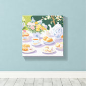 theekransje | Prachtige Garden Party Bloemen Canvas Afdruk (Insitu (Houten vloer))