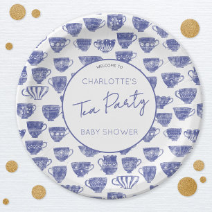 Theekransje voor Vintage Thee Baby Shower met Wate Papieren Bordje
