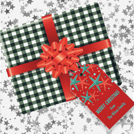 Theel Sterren en Stippen Rode Kerst Cadeautags Cadeaulabel