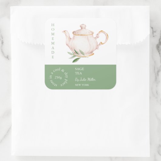Theelabel Thee van Salie Vierkante Sticker (Tas)