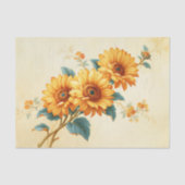 Theelbladvintage zonnebloem botanisch decoupage tissuepapier (Voorkant)
