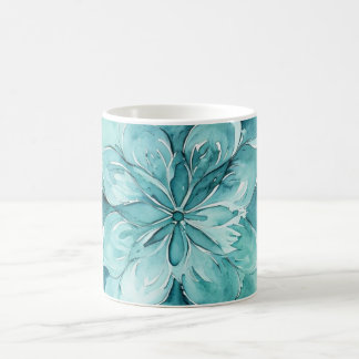 Theelblauw & Mintgroene Waterverf Bloemige Mandala Koffiemok