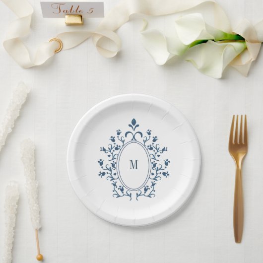 Theelblauw Monogram Bord (Huwelijk)