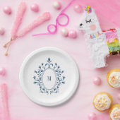 Theelblauw Monogram Bord (Feest)