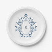 Theelblauw Monogram Bord (Voorkant)