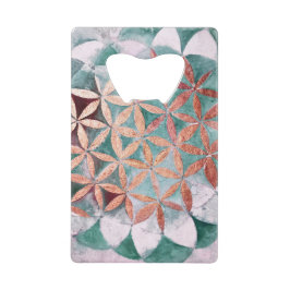 Theelblauw Roze Pastel Abstract Waterverfpatroon Creditkaart Flessenopener
