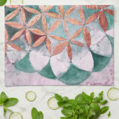 Theelblauw Roze Pastel Abstract Waterverfpatroon Theedoek (Gevouwen)