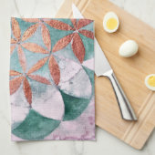 Theelblauw Roze Pastel Abstract Waterverfpatroon Theedoek (Quarter Fold)