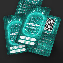 Theelblauw Turquoise Mint Neon Bakkerij Aangepaste Visitekaartje