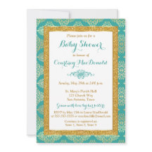Theelblauw, Wit, Goud NEP Glitter Baby Shower Uitn