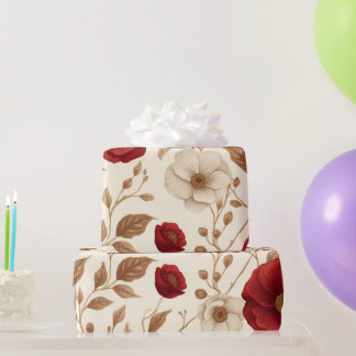 Theelblauw & Witte Botanische Bloem Motief Cadeau Cadeaupapier