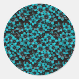 Theelblauwe bloemige cadeaustickers ronde sticker