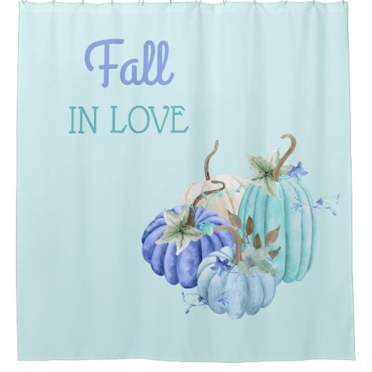 Theelblauwe Turquoise Pompoen Herfst Douchegordijn (Voorkant)