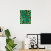 Theelblauwgroene Blad Fractale Klimmende Abstracte Poster (Thuiskantoor)