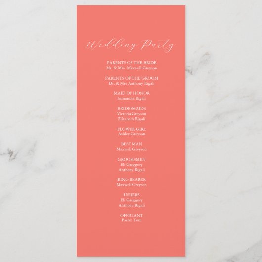 Theelengte Huwelijksprogramma Sjablonen Bloemen (Achterkant)