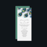 Theelengte Huwelijksprogramma Sjabloon Peacock<br><div class="desc">Deze theelengte bruiloft programma sjabloon zijn voorzien van unieke waterverf pauw veren in tinten van koningsblauw, groen en paarse. Gebruik de sjabloon velden om uw bestelling toe te voegen. De kaart wordt omgekeerd naar een effen overeenkomende kleur. Om meer thema's van de bruiloft zoals deze te zien, bezoek www.zazzle.com/dotellabelle Door...</div>