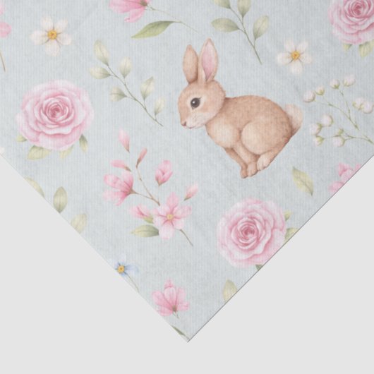 Theelepel Konijn Roze Bloem Tissuepapier (Detail)