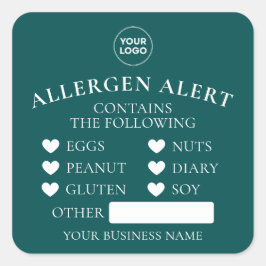 Theelgroene allergie alertbakkerij taart voedsel s vierkante sticker