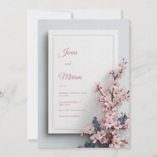 Theelgroene Blad Roze Sakura Textuurlijst Trouwfee Kaart