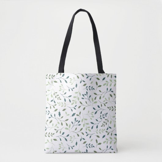 Theelgroene botanische bladerenpatroon tote bag (Voorkant)
