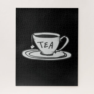 Theeliefhebber tekening minimalistisch legpuzzel