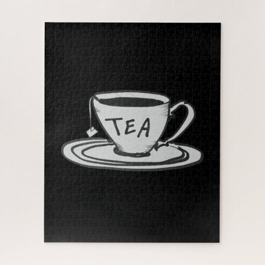 Theeliefhebber tekening minimalistisch legpuzzel (Verticaal)
