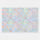 Theeliefhebbers Blauwe theepotten Teacups  Verwenn Inpakpapier Vel (Voorkant)