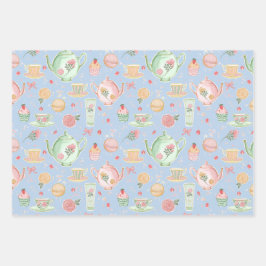 Theeliefhebbers Blauwe theepotten Teacups  Verwenn Inpakpapier Vel