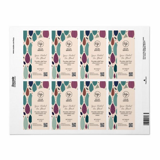 Theemengsel productetiketten etiket (Full Sheet)