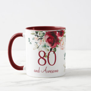 Theemok met bloemen voor 80ste verjaardag mok