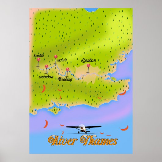 Theems Londen Engeland kaart Poster (Voorkant)