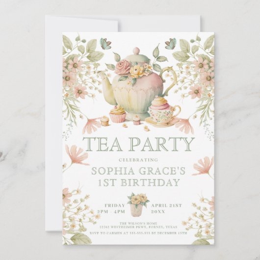 Theemysische wilde bloemen, afgelopen dag kaart (Voorkant)