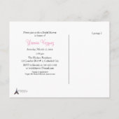 Theepartij, ansichtkaart uitnodigingen, Roze Bloem Uitnodiging Briefkaart (Achterkant)