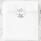 theepartij, bloem, bloem ronde sticker (Tas)