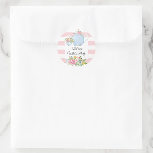 theepartij, bloem, bloem ronde sticker (Tas)