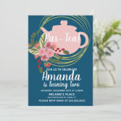 Theepartij bloemenkrans grillige roze rood blauw kaart (Staand voorkant)