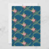 Theepartij bloemenkrans grillige roze rood blauw kaart (Achterkant)