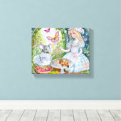 Theepartij in de tuin Canvasprint Canvas Afdruk (Insitu (Houten vloer))