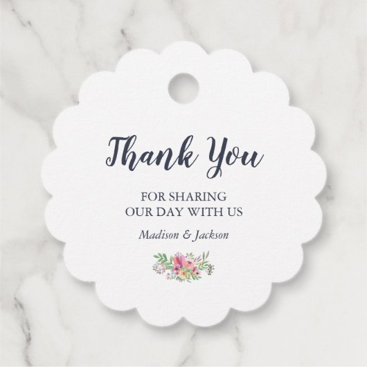 Theepartij met waterverfteekanne en -bloemen bedankjes labels (Achterkant)