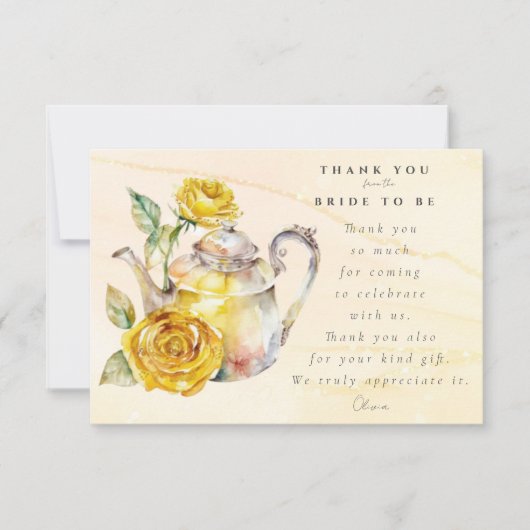 Theepartij met wilde bloemen bruidsborrel  bedankkaart (Voorkant)