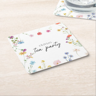 Theepartij met wilde bloemen Bruidsfeest Kartonnen Onderzetters