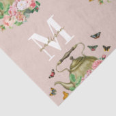 Theepartij Roze Bloemen & Vlinders Monogram Tissuepapier (Detail)